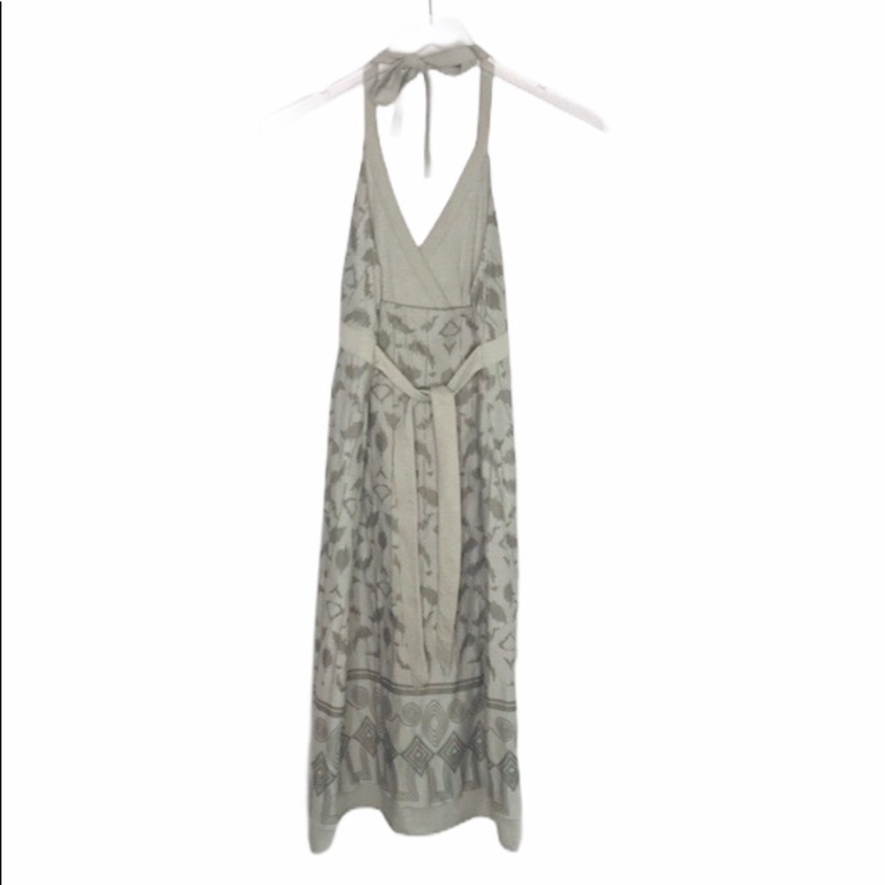 Athleta Gray Halter Tie-Back Maxi Dress Boho Aztec Print Size Small - Picture 4 of 14